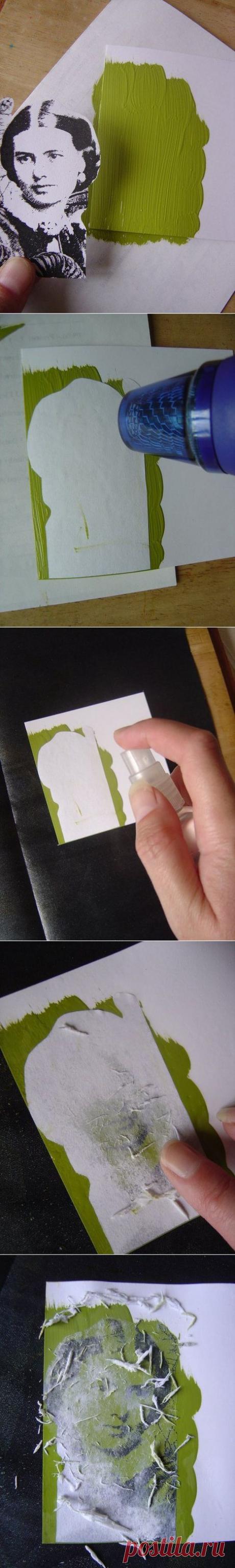 Перенос изображения с помощью акриловой краски.