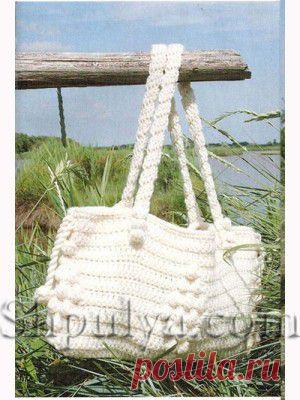 Кремовая  сумка, вязаная крючком — Шпуля - сайт о вязании