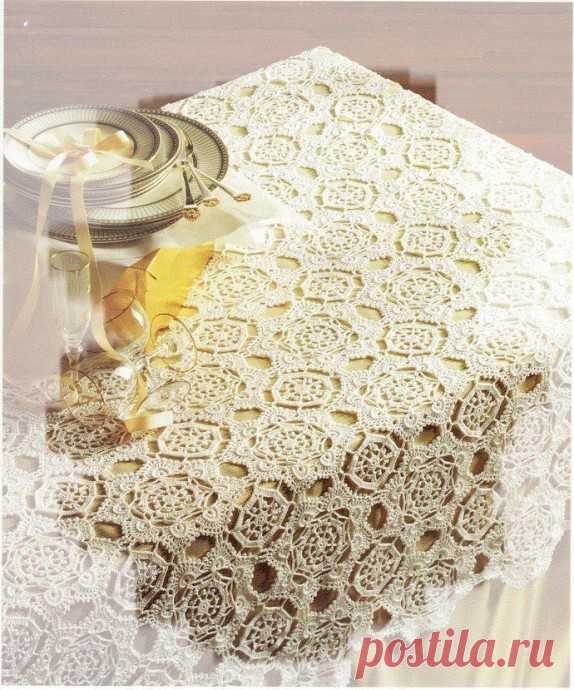 Мотив для ажурной скатерти, вяжем крючком
