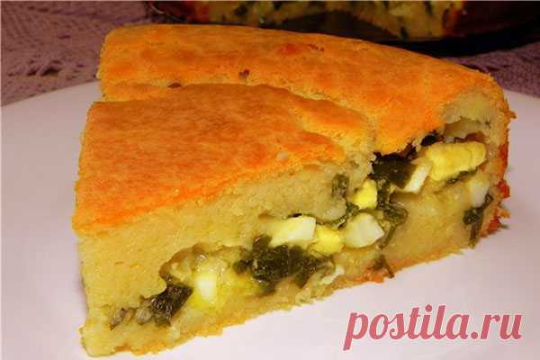 Заливной пирог с зелёным луком и яйцом — Женская страничка