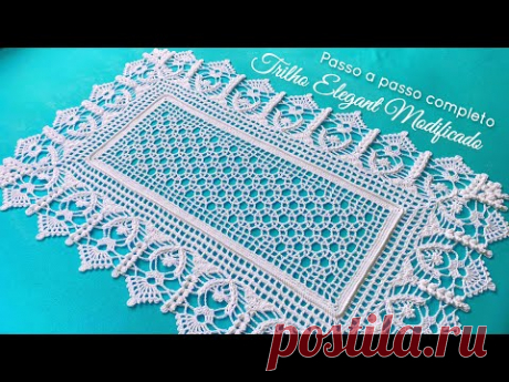 TRILHO DE MESA ELEGANT MODIFICADO/Caminho de mesa em crochê#passoapasso por#mirianartesemcroche