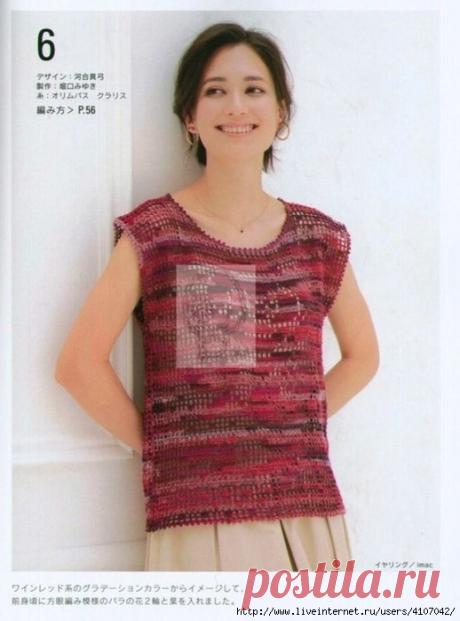 ФИЛЕЙНЫЙ ТОП С РОЗАМИ ИЗ СЕКЦИОННОЙ ПРЯЖИ.