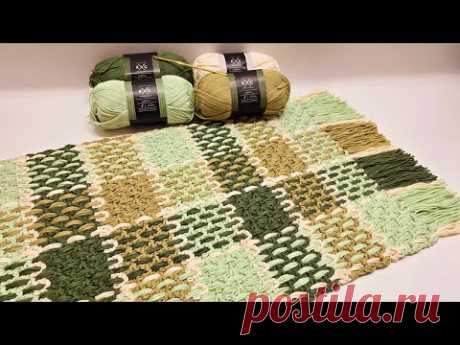 How To Crochet Easy Tartan Stitch For Blankets Scarfs - Dish Towel Tutorial
