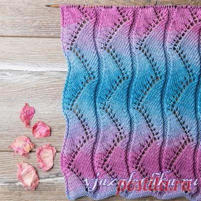 Красивый узор спицами для палантина