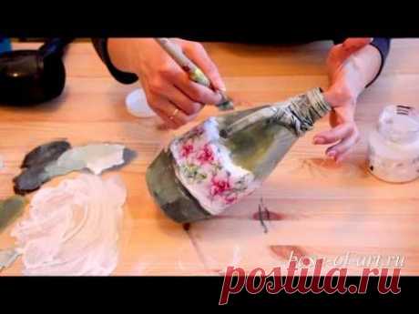 Декупаж на стекле от &quot;Base of Art&quot; - YouTube