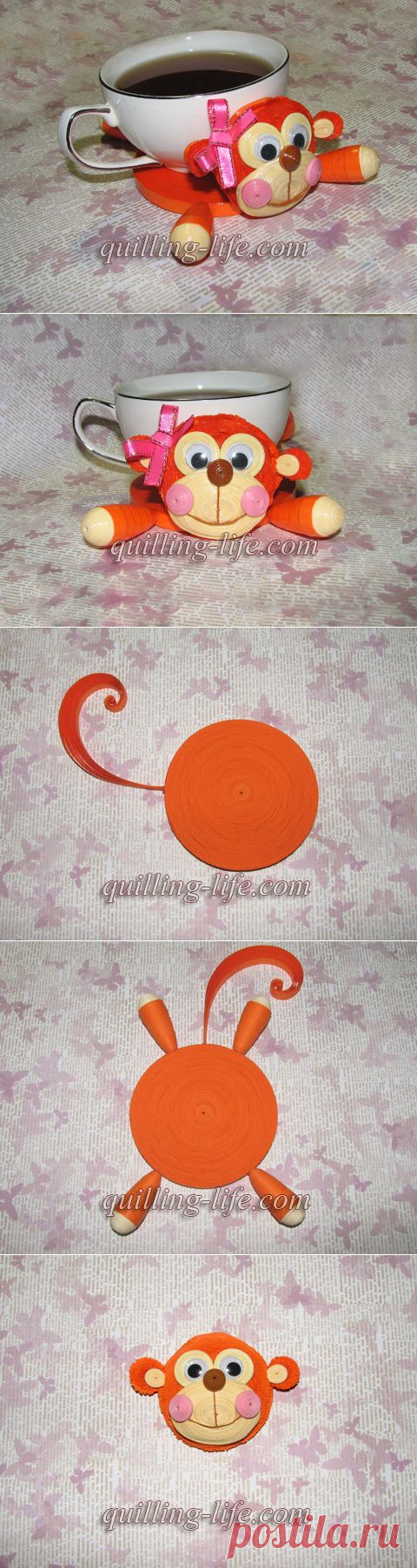 Квиллинг обезьяна – подставка под чашку. Символ 2016 года своими руками. | quilling-life.com