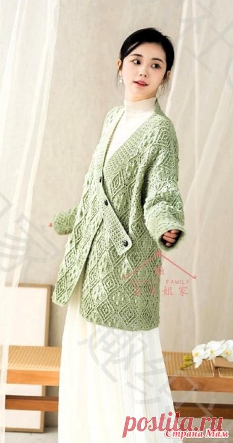 Кардиган в технике филе с оригинальной застежкой. - ВЯЗАНАЯ МОДА+ ДЛЯ НЕМОДЕЛЬНЫХ ДАМ - Страна Мам