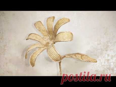 Цветы из джута и мешковины DIY.  Быстро и просто.