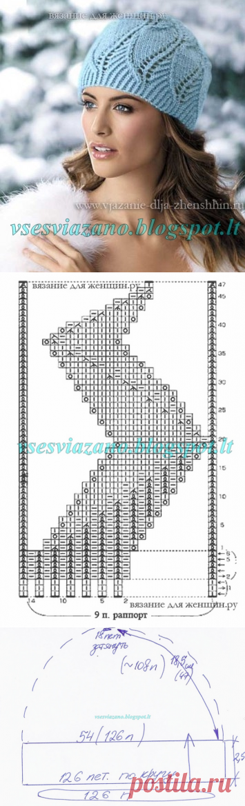 Нарядная голубая шапочка к первым холодам.