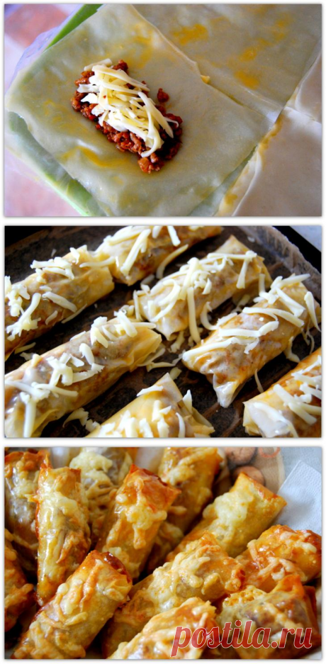 Хрустящая закуска с мясом и сыром!..