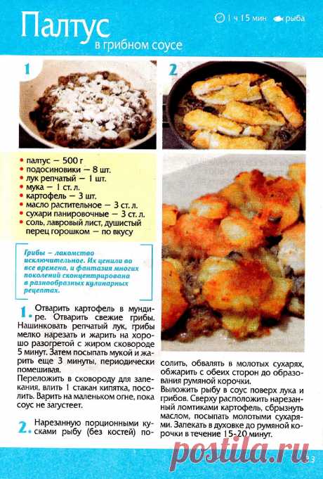 Палтус в грибном соусе