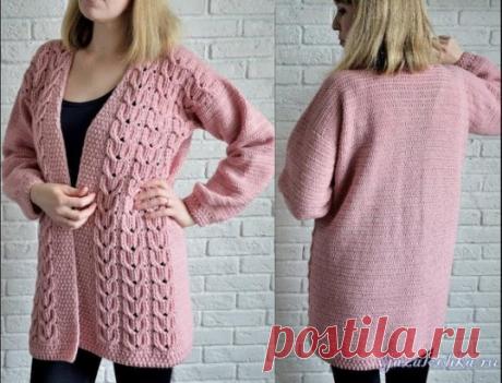 Кардиган с косами крючком
Видео: https://vjazalochka.ru/vyazanie-dlya-zhenshchin/palto-kardigany-zhakety/kardigan-s-kosami-kryuchkom