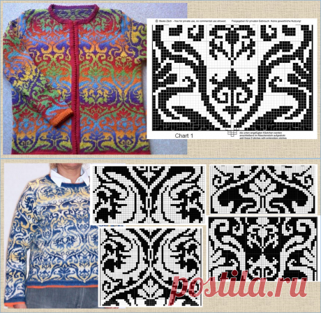 Подборка- 40 схем самых шикарных жаккардовых узоров - модели плюс схемы - в копилку вязальщиц | МНЕ ИНТЕРЕСНО | Яндекс Дзен
