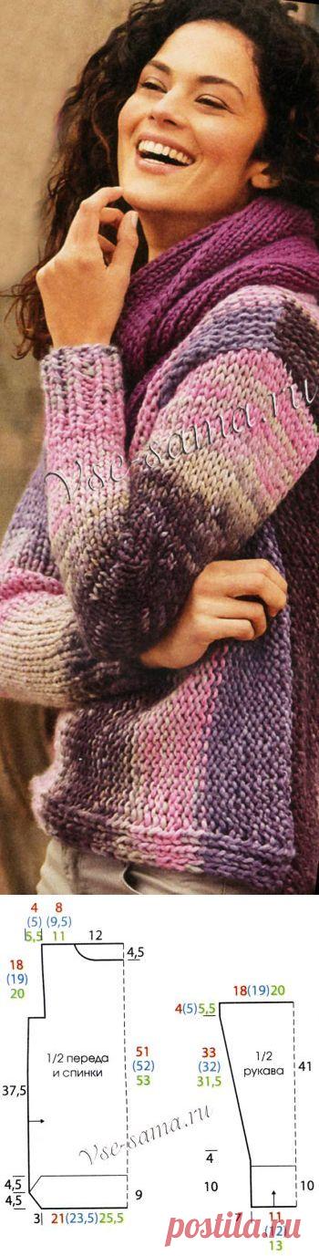 Пуловер и шарф-петля в технике нукинга - Пуловеры