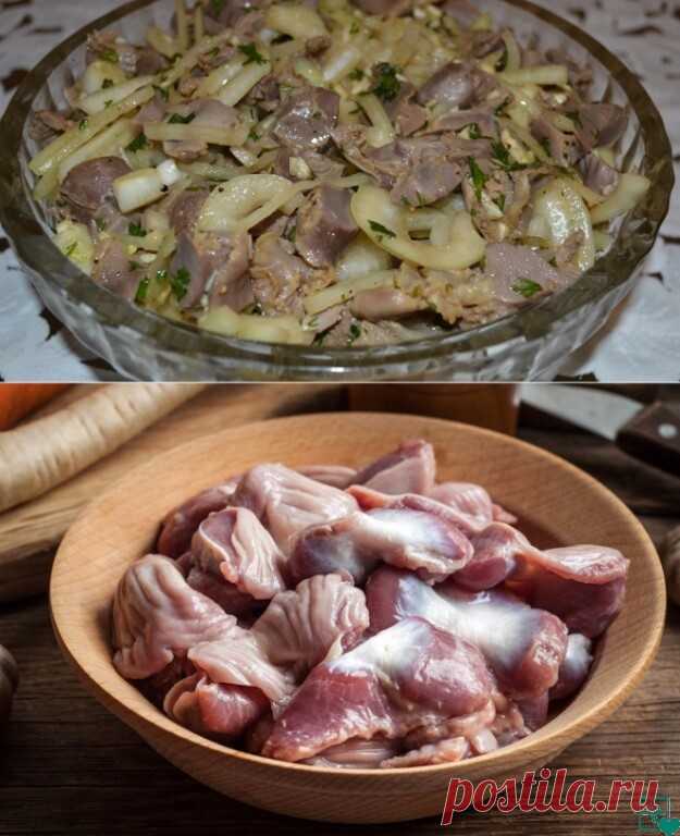 Маринованные куриные желудочки.
