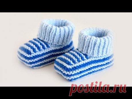 Пинетки для мальчика спицами