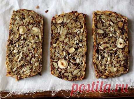 Очень вкусный зерновой, бездрожжевой хлеб (без муки)