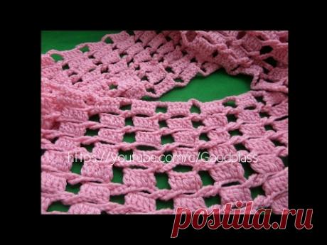 Ажурный шарф- снуд  Вязание крючком