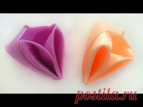 Новый лепесток канзаши Коробочка из атласных лент мастер класс. New Kanzashi petal box satin ribbons