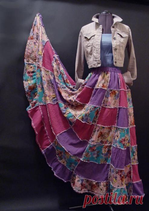 Лоскутная юбка «в пол» за четыре часа