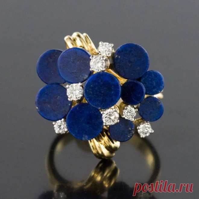 1970s Lapis Lazuli Diamonds Modernist Ring : Baume Jewels | Ruby Lane