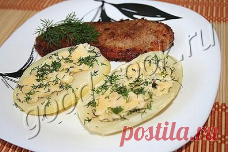 Хорошая кухня - картофель запеченный с плавленным сыром. Кулинарная книга рецептов. Салаты, выпечка.