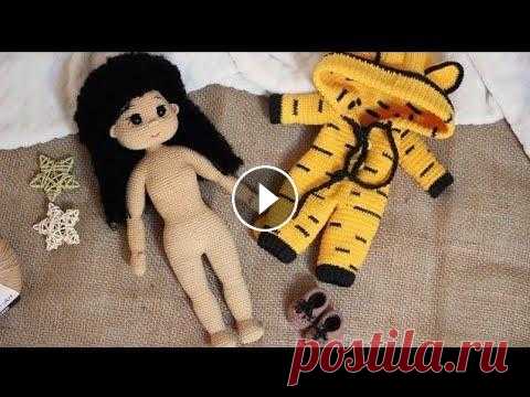 Кукла Аришка || Цельновязаная кукла крючком || Вяжем туловище || Часть 3 || Материалы для создания куколки Пряжа Ярнарт джинс 07 - (основа куколки) два мотка 35 - (комбинезон) два мотка 71 - (ботиночки) 1/4 мотка 28 - (обвязка...