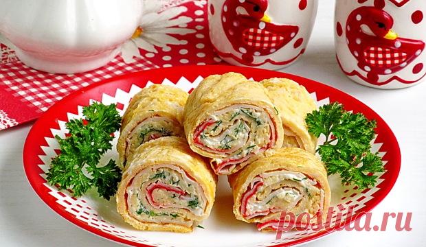 Яичные роллы с крабовыми палочками: вкусная красота Улетают со стола за 5 минут!