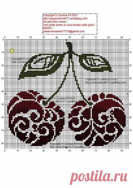 Cerises Tribales ! (Tribal Cherries!), designed by Corrine, Passion Broderie 77 blogger.