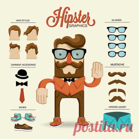 Hipster character illustration with hipster elements on Behance