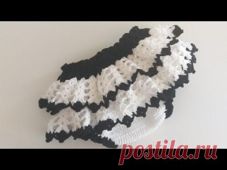 Calcinha babadinho em crochê (tema panda 0 a 5 meses)