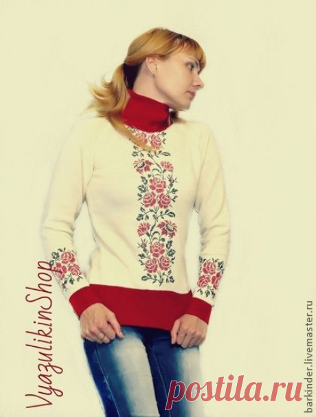 Вязаный свитер с вышивкой &quot; Ностальгия&quot; - орнамент,свитер,свитер женский