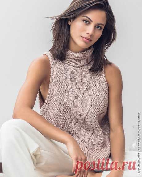 Top mit Zopfmustern und Rollkragen от Lana Grossa.
Размер: 42/44 46/48 48/50 (S, L, XL).