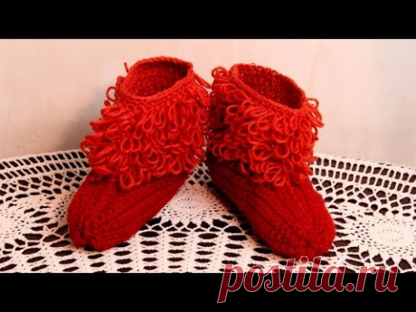 Как связать тапочки крючком для начинающих - YouTube