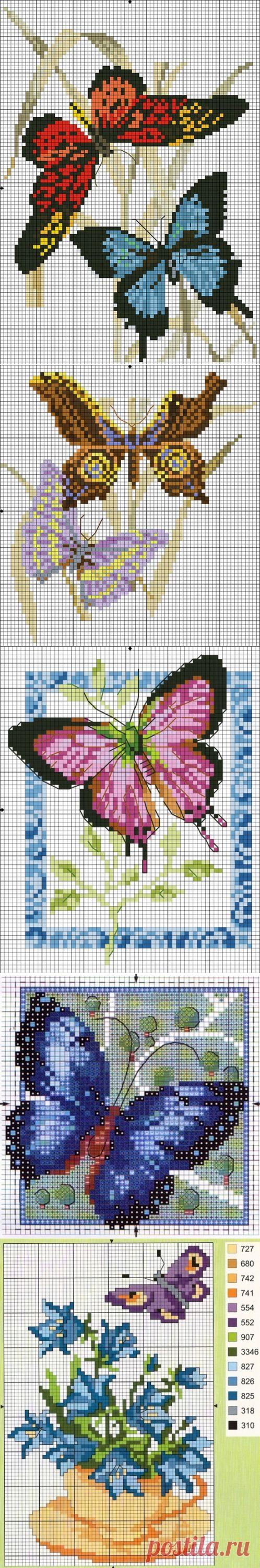 Вышивка. Бабочки