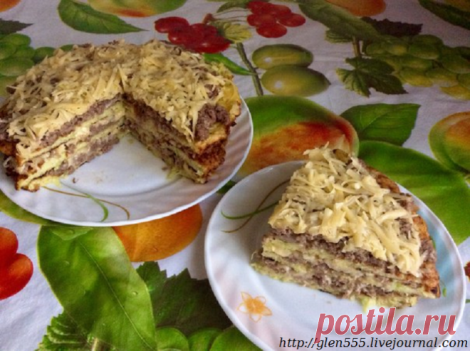 Овощной торт с мясной начинкой, блюдо Богов
