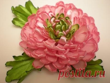 ХРИЗАНТЕМА. КРАСИВЫЙ Цветок  КАНЗАШИ./DIY /KANZASHI /Tutorial / Flower./
