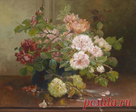 Charlotte Beauparlant (French, active 1890s): Still Life with Flowers