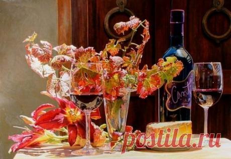 Акварели Eric Christensen цветы и вино