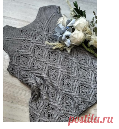 Ажурный узор для вязания топа спицами - Узоры вязания спицами