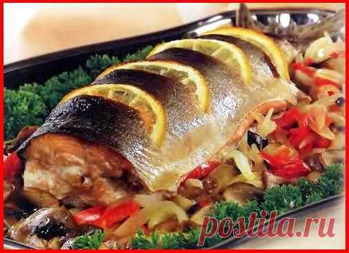 Запеченная рыбка с копченым сыром