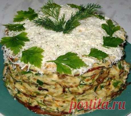 Печёночный Наполеон с грибами: удивите всех, кто будет его пробовать! Прекрасная закуска для любого случая!