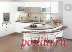 Полукруглая барная стойка на кухне фото