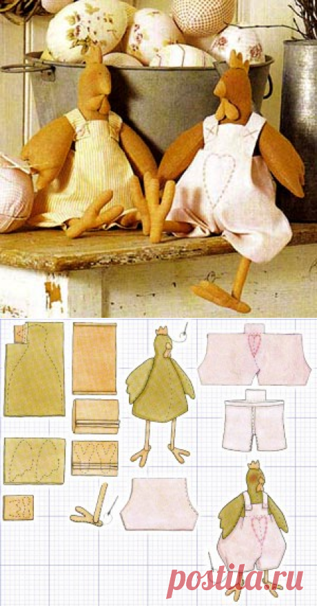 Тильдовские игрушки. Петушки.