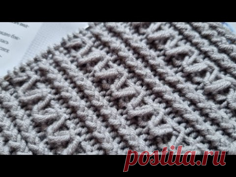 Зигзаги и резинка❤️🧶Узор на спицах⚘️knitting pattern.
