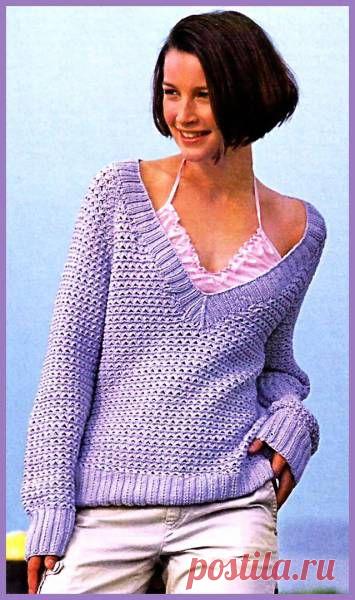 Пуловер с V-образным вырезом. Схема вязания спицам бесплатно. - 30 Сентября 2010 - Вязание спицами, модели и схемы для вязания на спицах