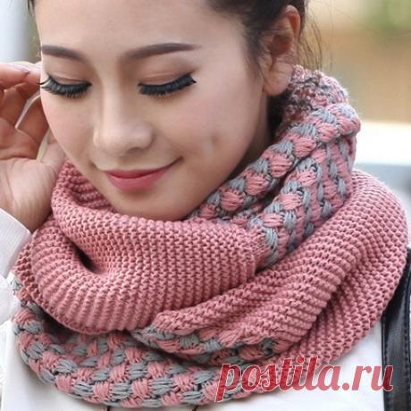 Комбинированный снуд спицами — HandMade