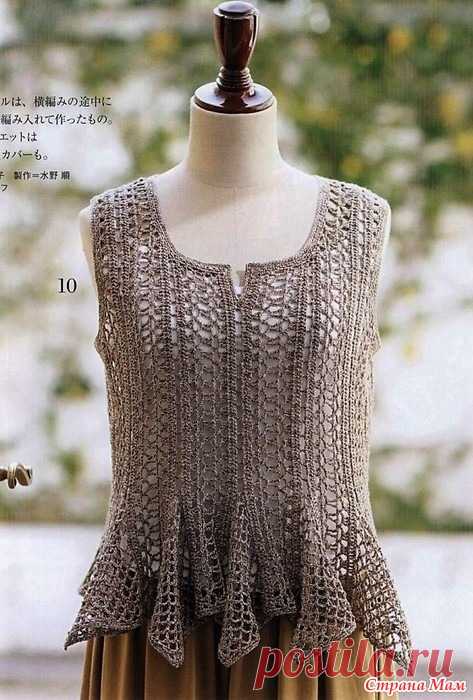 Ажурный топ с фалдами на подоле. Прекрасная легкая и ажурная модель топа на лето я нашла в новом журнале