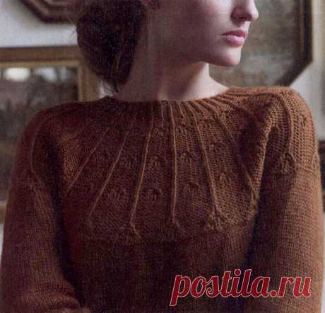 Джемперы с круглой кокеткой спицами | Домашние зарисовки | Яндекс Дзен