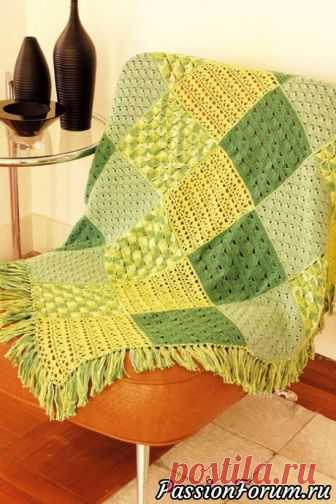 Плед в желто-оливковых тонах - запись пользователя Наталия в сообществе Вязание крючком в категории Вязаные крючком аксессуары